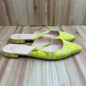 J crew Pointed-toe Mary Jane mules Liberty Summer Blooms print yellow floral 8.5
